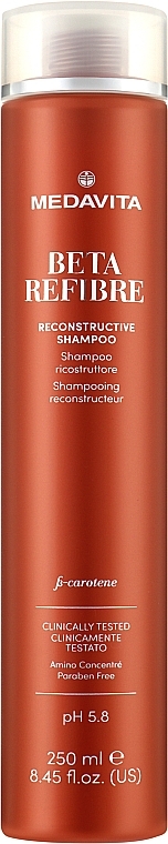 Rewitalizujący szampon do włosów zniszczonych - Medavita Beta Refibre Recontructive Shampoo — Zdjęcie N1