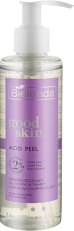 Korygująco-normalizujący mikrozłuszczający żel do mycia twarzy - Bielenda Good Skin Acid Peel Micro-Exfoliating Corrective & Normalizing Face Wash Gel — Zdjęcie N1