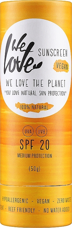 Naturalny krem w sztyfcie do opalania - We Love The Planet Natural Sunscreen Stick SPF 20 — Zdjęcie N1