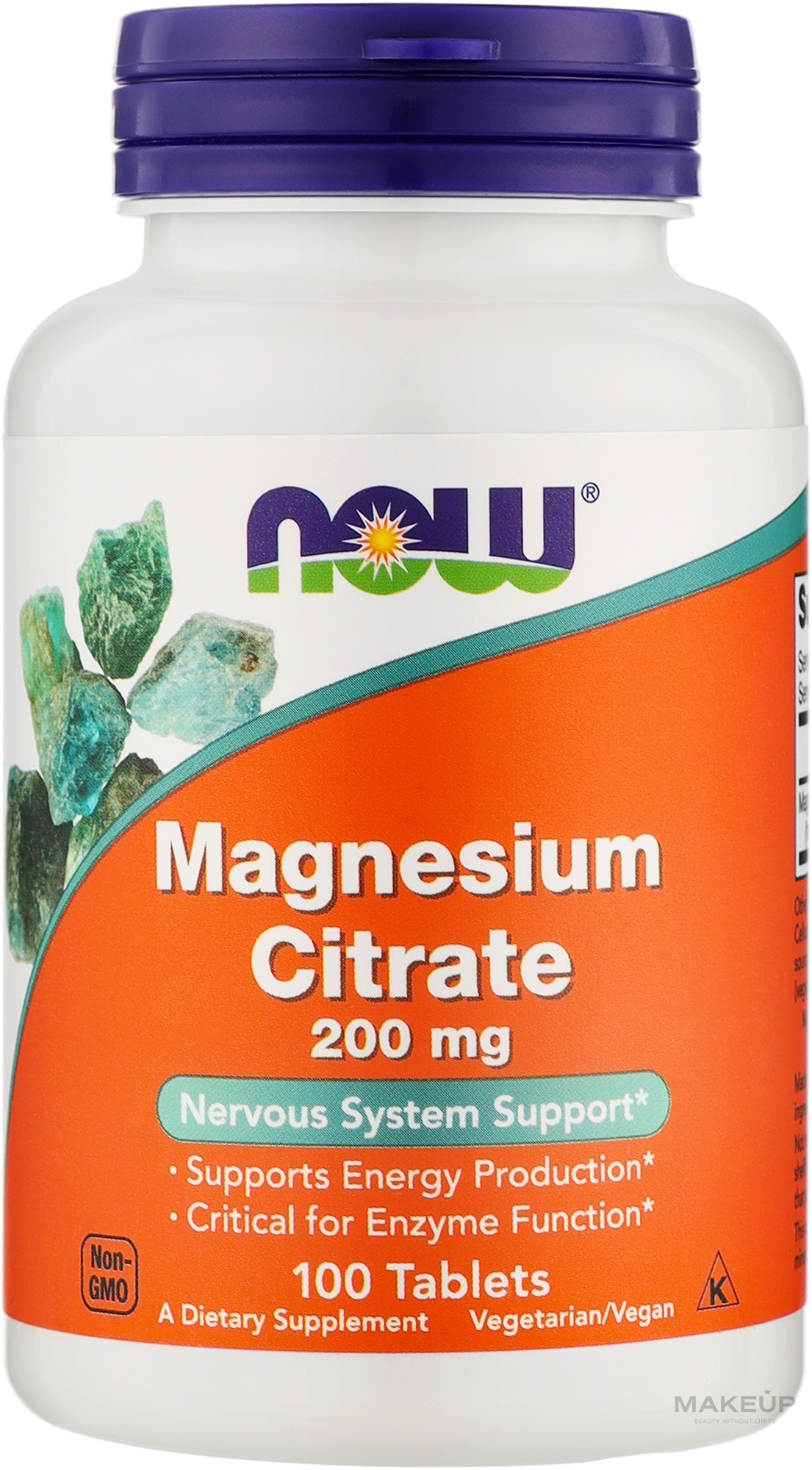 Cytrynian magnezu wspomagający układ nerwowy - Now Foods Magnesium Citrate — Zdjęcie 100 szt.