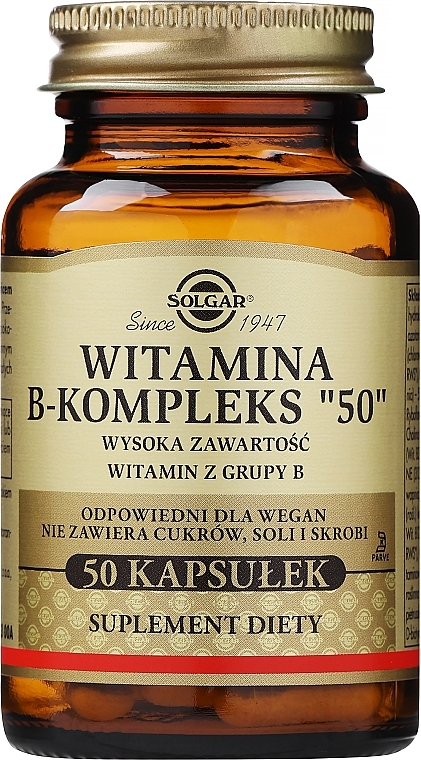 Suplement diety z witaminami z grupy B - Solgar B-Complex "50" — Zdjęcie N1