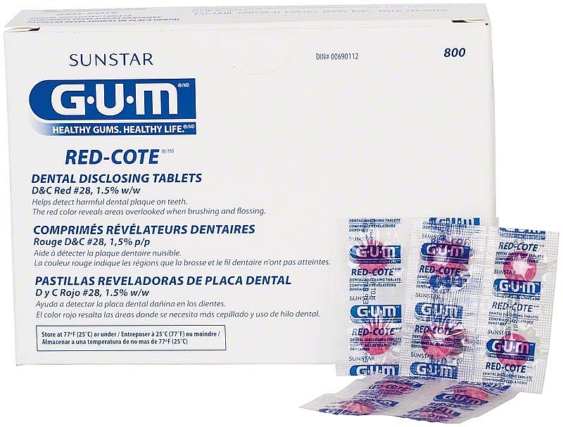 Tabletki do wybarwiania płytki nazębnej - G.U.M. Red-Cote Dental Disclosing Tablets — Zdjęcie N1