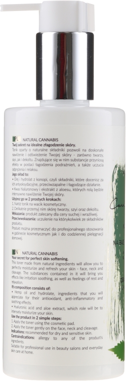 Naturalny tonik kojący na bazie hydrolatu z konopi - APIS Professional Cannabis Home Care Soothing Toner — Zdjęcie N2