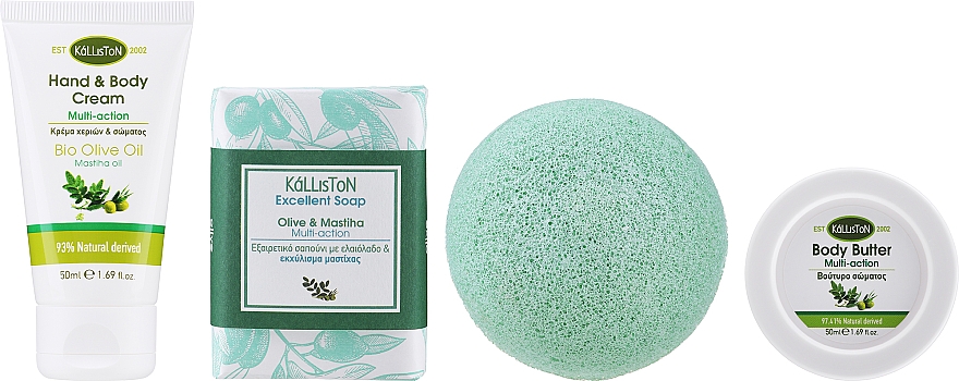 Zestaw - Kalliston Gift Box Mastiha (body/cr/50ml + b/butter/50ml + soap/100g + sponge) — Zdjęcie N2