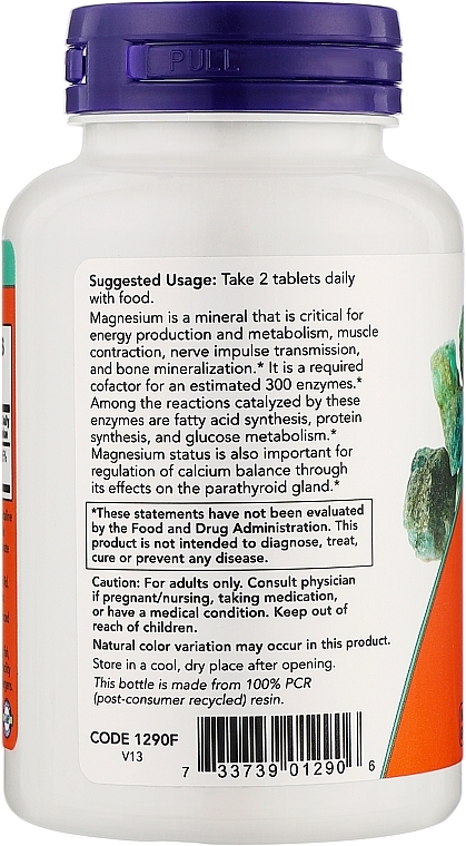 Cytrynian magnezu wspomagający układ nerwowy - Now Foods Magnesium Citrate — Zdjęcie N2