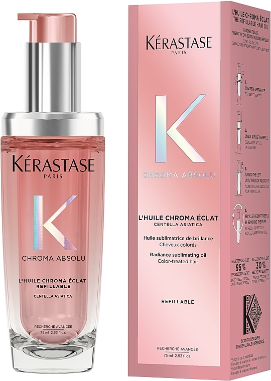 Olejek nabłyszczający do włosów - Kerastase Chroma Absolu Radiance Sublimating Oil Refillable — Zdjęcie N2