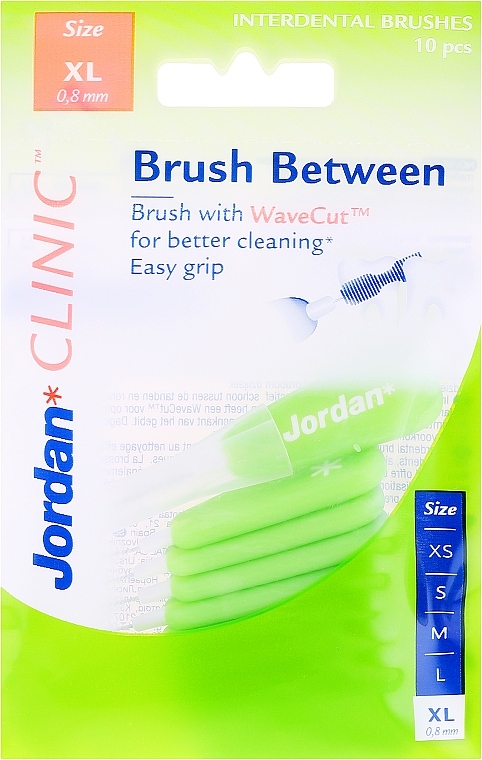 Szczoteczki do przestrzeni międzyzębowych, 0,8 mm XL, 10 szt. - Jordan Interdental Brush Clinic Brush Between — Zdjęcie N1