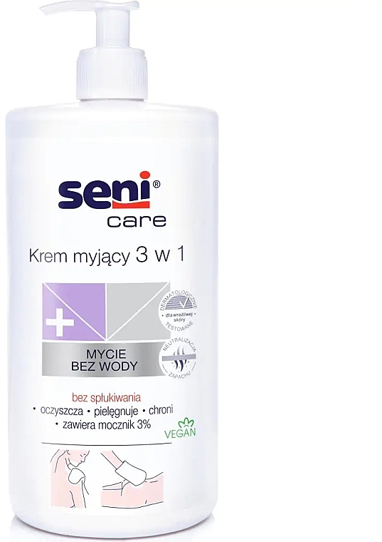 Krem oczyszczający do ciała bez spłukiwania - Seni Care 3% Urea Cleansing Cream 3in1 — Zdjęcie N2