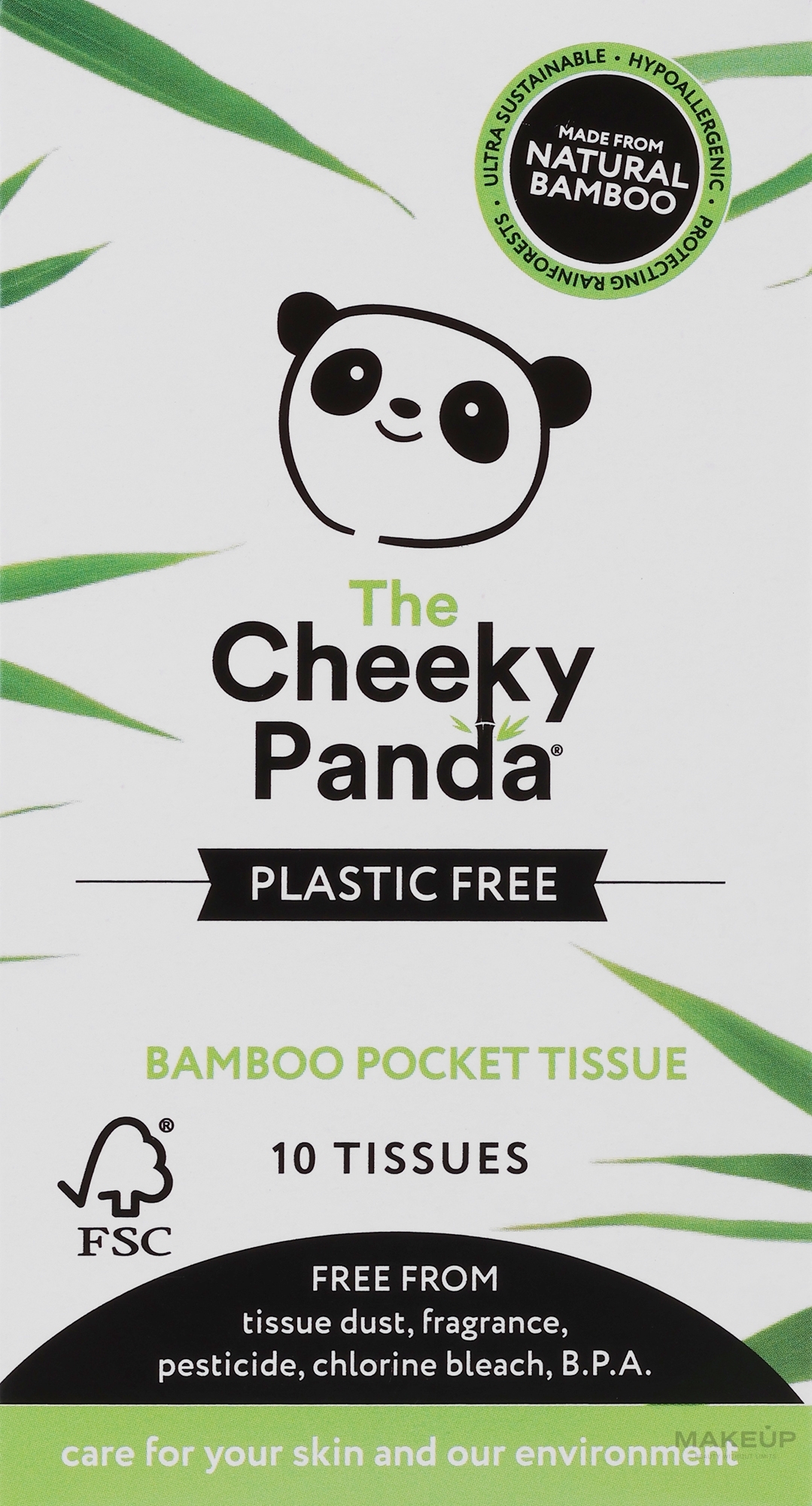 Suche bambusowe chusteczki do twarzy, 10 szt. - Cheeky Panda Bamboo Facial Tissue — Zdjęcie 10 szt.