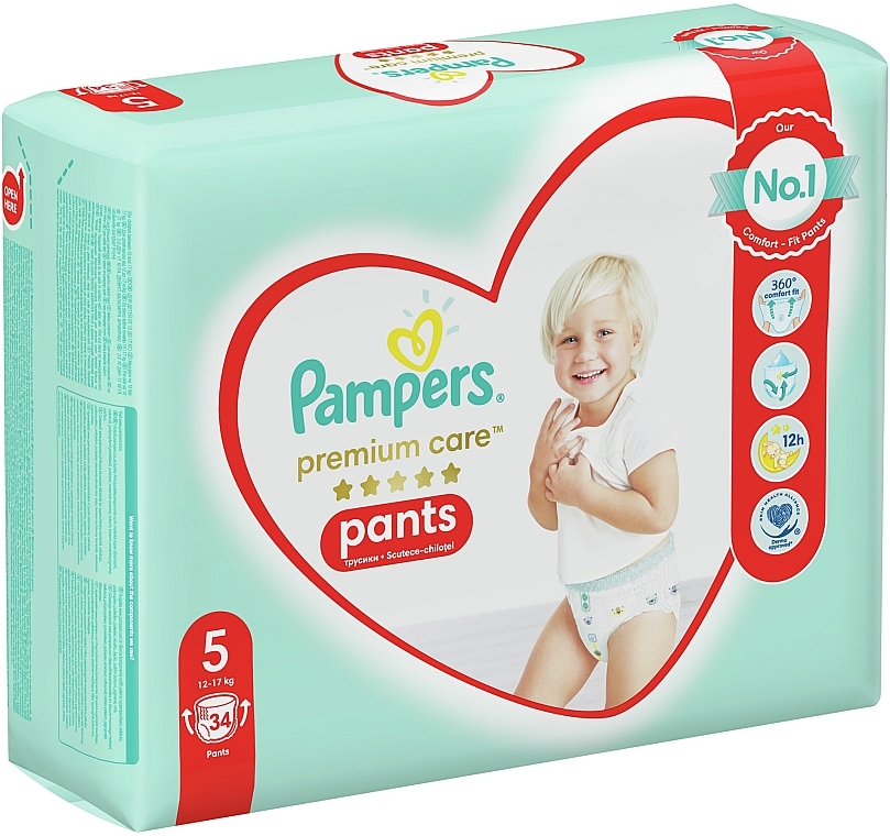 Pieluchomajtki rozmiar 5 (12-17 kg), 34 szt. - Pampers Premium Care Pants Junior — Zdjęcie N2