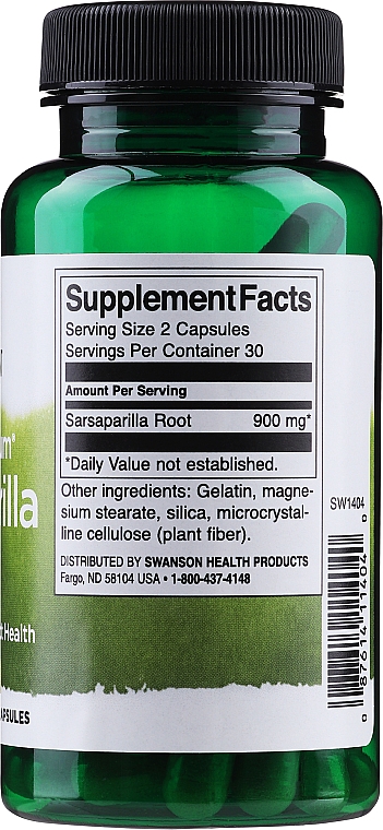 Suplement diety Korzeń Sarsaparilli 450 mg, 60 szt - Swanson Sarsaparilla Root — Zdjęcie N2