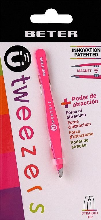 Pęseta magnetyczna z prostymi końcówkami, różowa - Beter Tweezers Magnetic Straight Tip Pink  — Zdjęcie N1