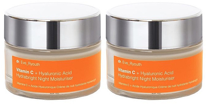 Zestaw Krem nawilżający do twarzy na noc - Dr. Eve_Ryouth Vitamin C + Hyaluronic Acid Hydrabright Night Moisturiser (cr/2x50ml) — Zdjęcie N1