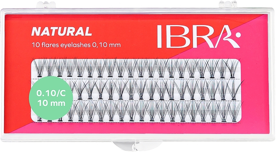 Kępki sztucznych rzęs, 0,10 mm - Ibra 10 Flares Eyelash Natural — Zdjęcie N1