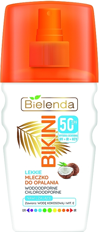 Lekkie mleczko do opalania SPF 50 - Bielenda Bikini Coconut Milk Sun Spray — Zdjęcie N1