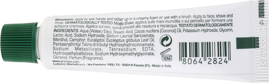 Krem do golenia z wyciągami z eukaliptusa i mięty - Proraso Green Line Refreshing Shaving Cream (miniprodukt) — Zdjęcie N4