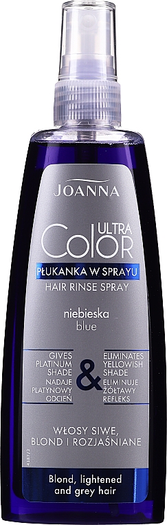 Niebieska płukanka w sprayu do włosów siwych, blond i rozjaśnianych - Joanna Ultra Color System — Zdjęcie N1