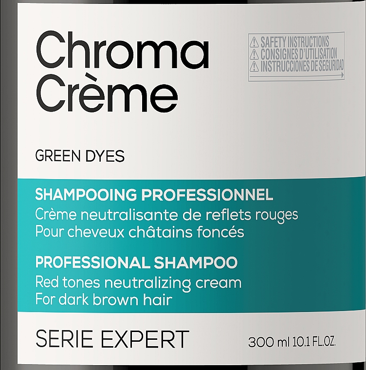 Szampon do włosów ciemnobrązowych neutralizujący czerwone tony - L'Oreal Professionnel Serie Expert Chroma Creme Professional Shampoo Green Dyes — Zdjęcie N4