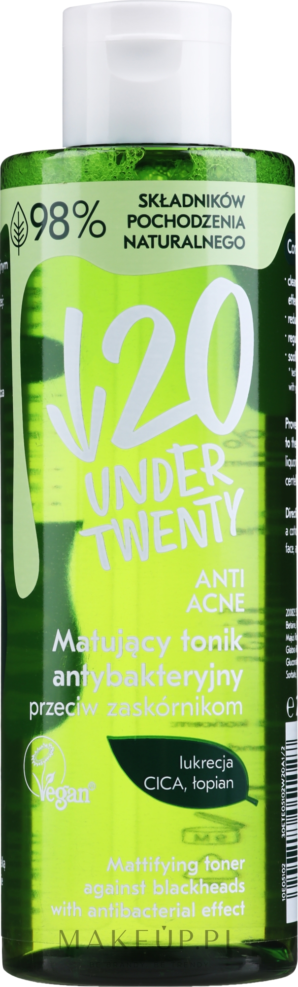 Under 20, Anti Acne, Tonik łagodząco-matujący 24h przeciw trądzikowi, Under  Twenty - Opinie, Testy, Cena
