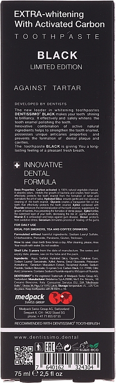 Pasta do zębów Naturalne wybielanie - Dentissimo Extra Whitening Black — Zdjęcie N2