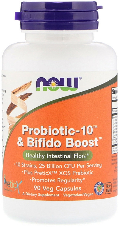 Probiotyki w kapsułkach - Now Foods Probiotic-10 & Bifido Boost — Zdjęcie N1