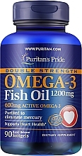 Omega-3, 1200 mg - Puritan's Pride Double Strength Omega-3 Fish Oil 1200mg/600mg Softgels — Zdjęcie N3