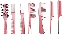 Profesjonalny zestaw grzebieni do włosów - Bifull Professional Peine Set 7 Set Pink — Zdjęcie N1