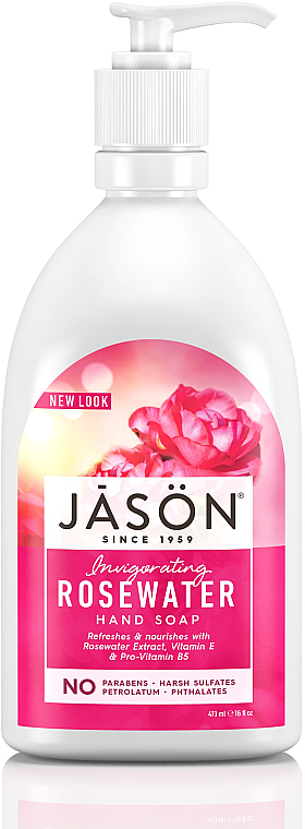 Orzeźwiające mydło do rąk w płynie Woda różana - Jason Natural Cosmetics Invigorating Rose Water Hand Soap — Zdjęcie N1