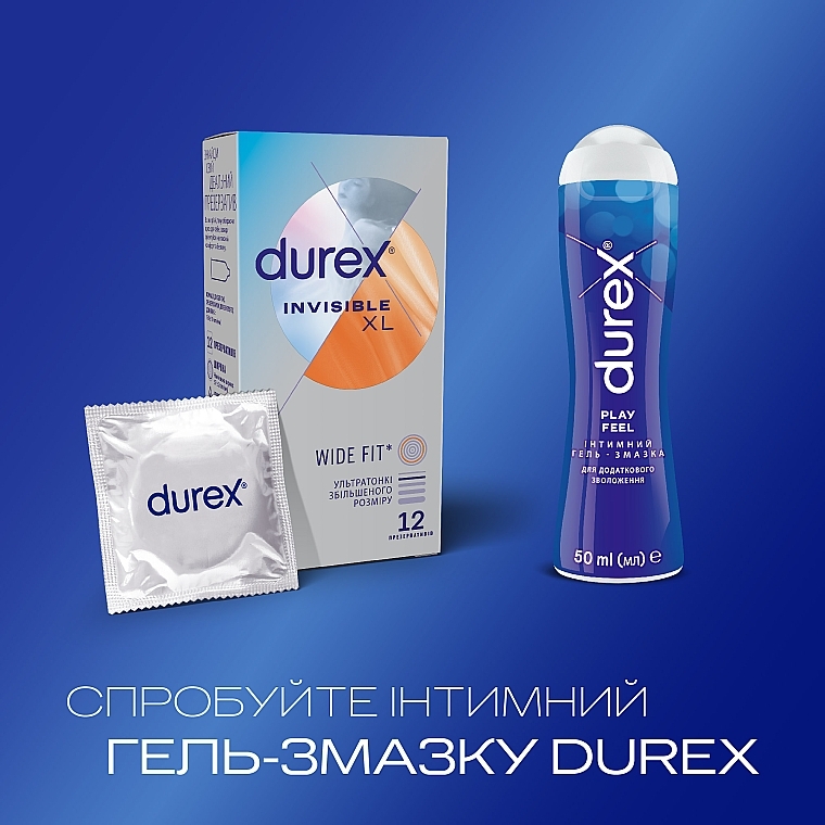 Prezerwatywy lateksowe z silikonowym smarem „Ultra-cienki” większy rozmiar (szerszy), 12 szt. - Durex Invisible XL — Zdjęcie N5