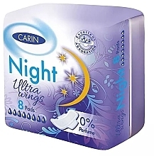 Kup Podpaski higieniczne, 8 szt. - Carin Ultra Wings Night 0% Perfume