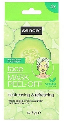 Maska do twarzy z ogórka - Sence Facial Peel-Off Mask Cucumber Destressing & Refreshing  — Zdjęcie N1