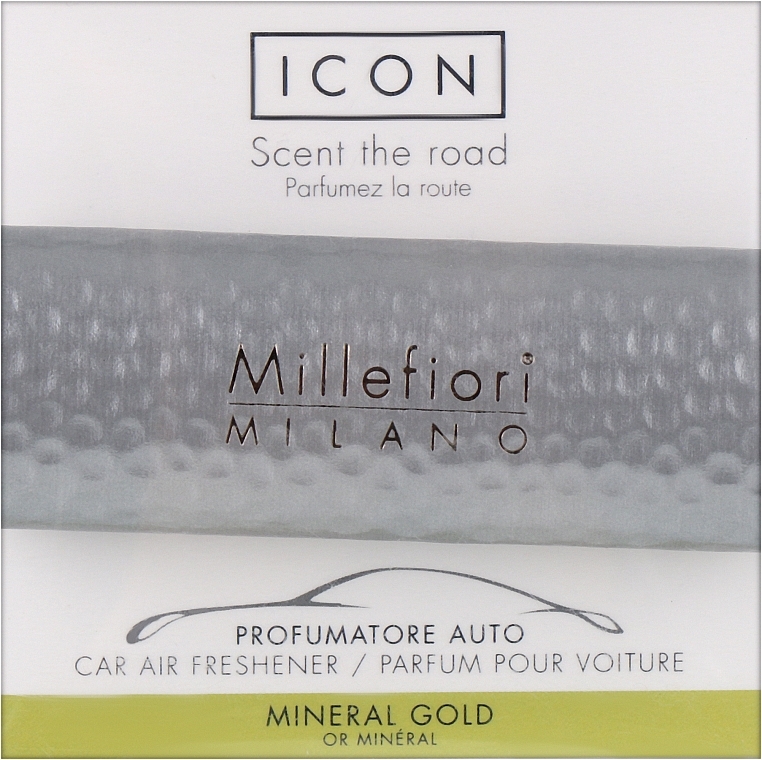 Samochodowy dozownik zapachów Odcienie metalu: Mineralne złoto - Millefiori Milano Icon Car Metal Shades Fragrance Mineral Gold — Zdjęcie N1