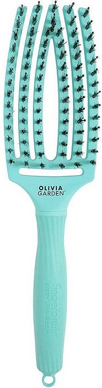 Zakrzywiona szczotka do włosów z włosiem kombinowanym - Olivia Garden Fingerbrush Tropical Mint — Zdjęcie N1