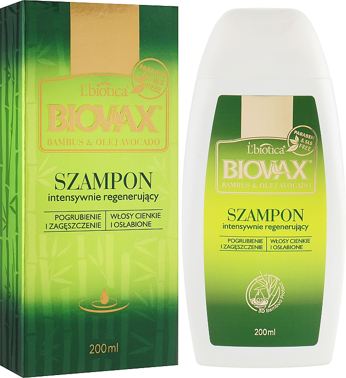 Biovax Bambus i olej awokado do włosów cienkich i łamliwych - szampon  — Zdjęcie N4