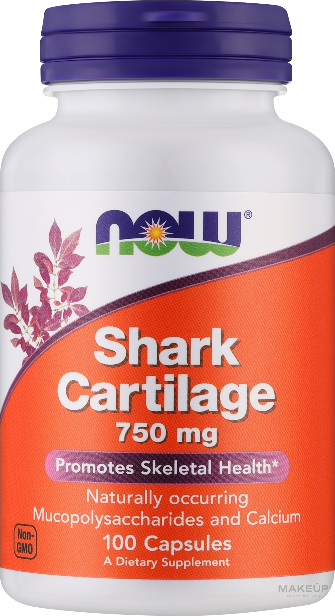 Kapsułki ze dodatkiem sproszkowanych chrząstek rekina, 750 mg - Now Foods Shark Cartilage, 750mg — Zdjęcie 100 szt.