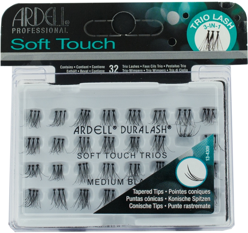 Kępki sztucznych rzęs - Ardell Soft Touch Trios Medium Black — Zdjęcie N1