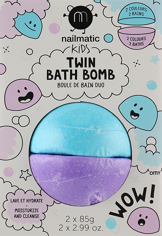 Kule do kąpieli, niebieska i fioletowa - Nailmatic Kids Twin Bath Bomb — Zdjęcie N1