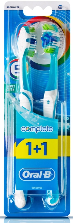 Zestaw szczoteczek do zębów Complete (średnia twardość, 2 szt. błękitne) - Oral-B Complete 5 Way Clean 1+1 — Zdjęcie N1