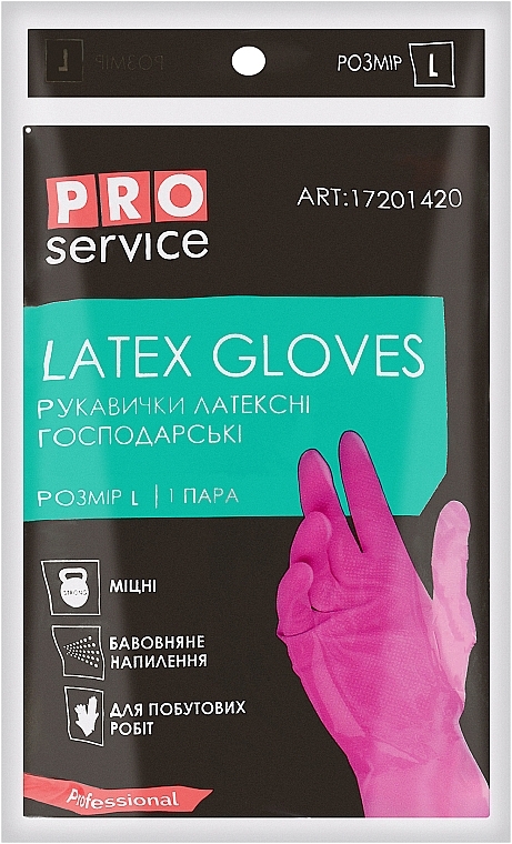 Rękawiczki lateksowe, rozmiar L, różowe - PRO service Professional