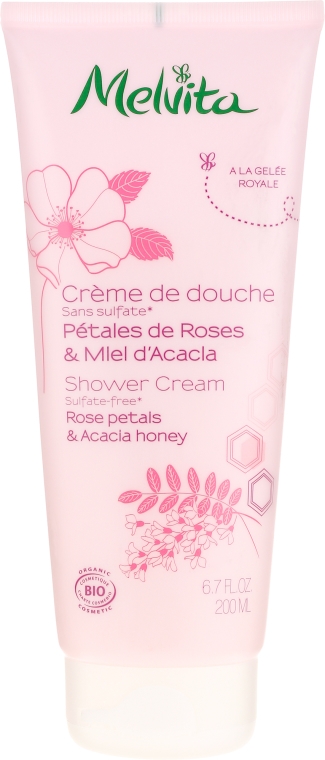 Krem pod prysznic Płatki róży i miód akacjowy - Melvita Body Care Rose Petals & Acacia Honey Shower Cream — Zdjęcie N1