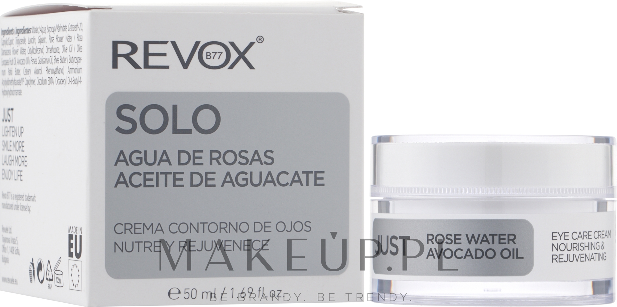 Krem pod oczy Woda różana i olej awokado - Revox Just Water Rose Avocado Oil Eye Cream — Zdjęcie 50 ml