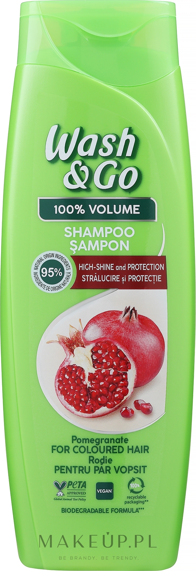 Szampon z ekstraktem z granatu do włosów farbowanych - Wash&Go 100 % Volume Shampoo — Zdjęcie 360 ml