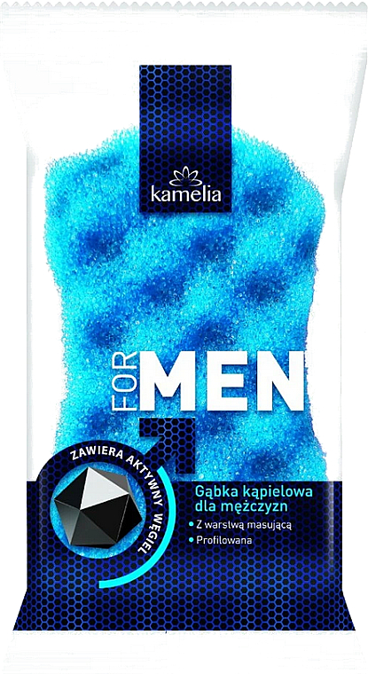 Gąbka do kąpieli dla mężczyzn, niebieska - Grosik Camellia Bath Sponge — Zdjęcie N1