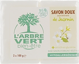 Mydło w kostce Jaśmin - L'Arbre Vert Jasmine Bio Soap — Zdjęcie N1