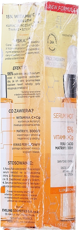 PRZECENA!  Oczyszczające serum do twarzy - Eveline Cosmetics Serum Shot 15% Vitamin C + Cg * — Zdjęcie N2