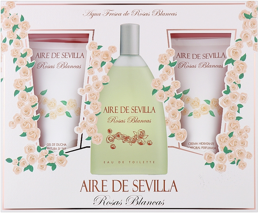 Instituto Espanol Aire de Sevilla Rosas Blancas - Zestaw (edt 150 ml + sh/gel 150 ml + b/lot 150 ml) — Zdjęcie N1