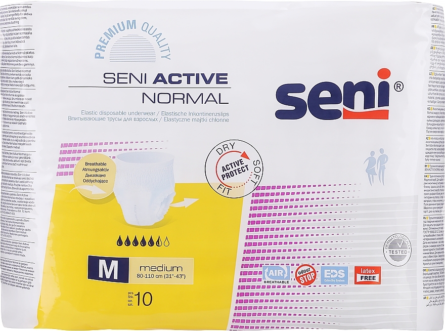 Pieluchomajtki dla dorosłych M, 80-110 cm - Seni Active Normal Medium — Zdjęcie N1