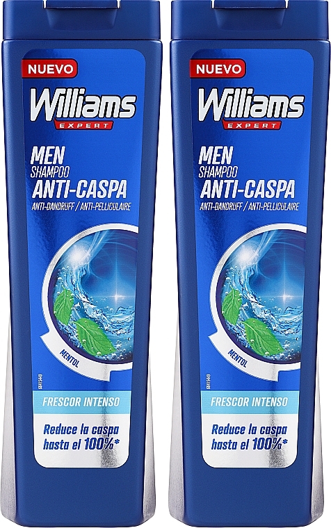 Zestaw - Williams Men Anti-Dandruff Shampoo Mentol (shmp/2 x 250ml) — Zdjęcie N1