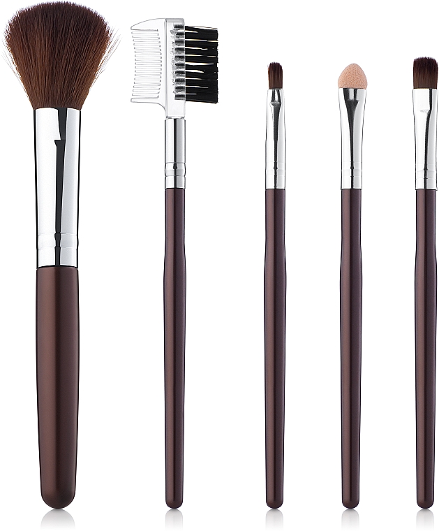 Zestaw pędzli do makijażu 5 szt., brązowy - Aise Line Makeup Brush Set — Zdjęcie N1