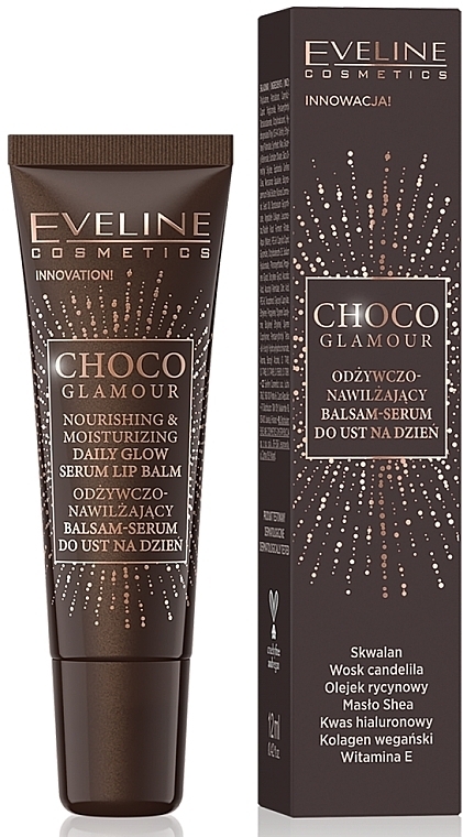 Odżywczo-nawilżający balsam-serum do ust na dzień - Eveline Cosmetics Choco Glamour Nourishing & Moisturizing Daily Glow Serum Lip Balm — Zdjęcie N1
